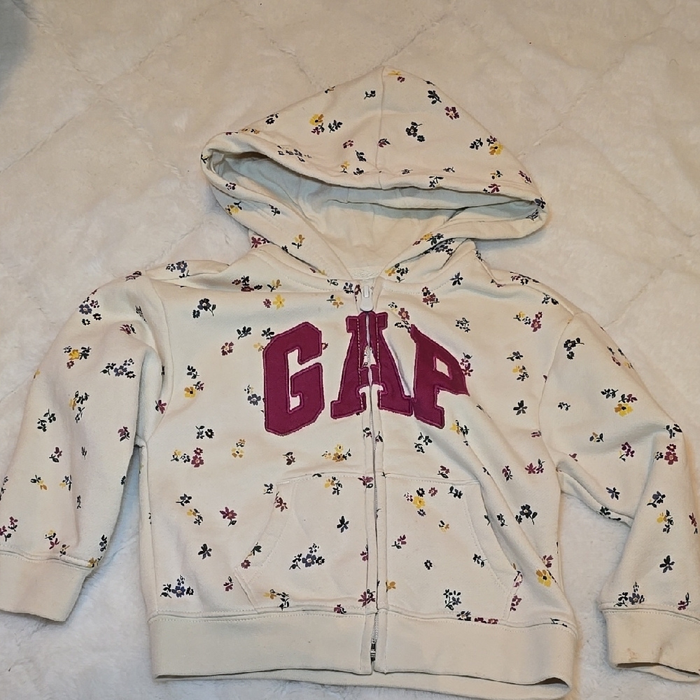 GAP Kids Cream Hoodie with Floral Print 4 YEARS